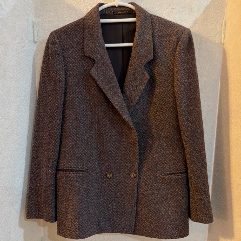 Patrick James Wool Blazer Women's Size 14 Brown/Red/Gray Blend
